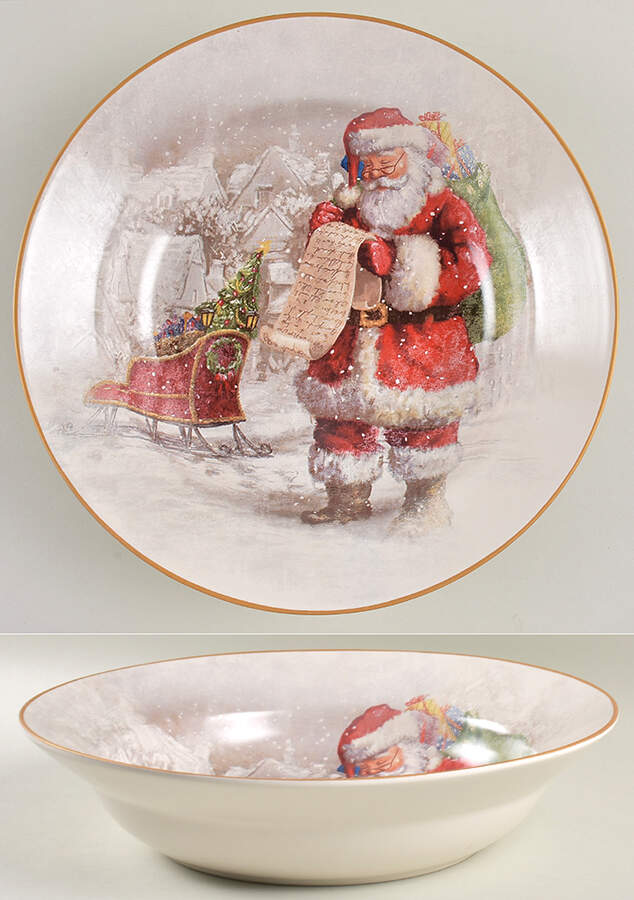 Nostalgic Santa (Nostalgic Christmas) 13" Round Serving Bowl by Pottery Barn China-1