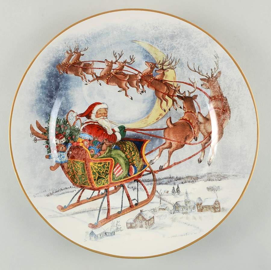 Nostalgic Santa (Nostalgic Christmas) 13" Chop Plate (Round Platter) by Pottery Barn China-1