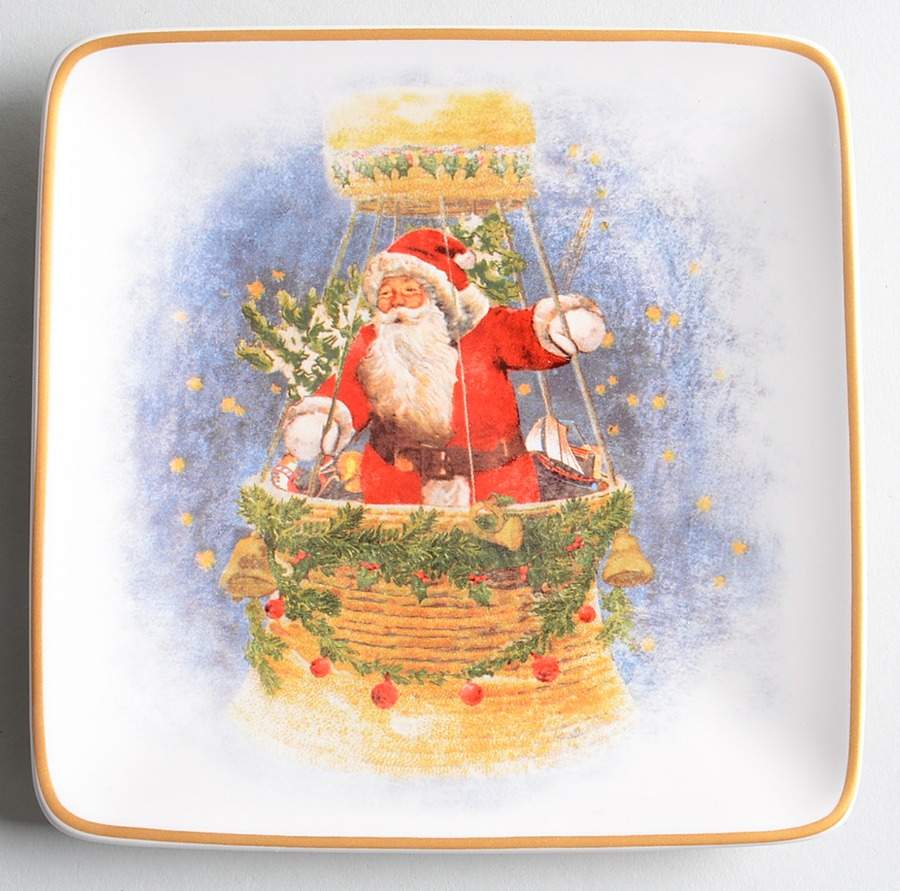 Nostalgic Santa (Nostalgic Christmas) Square Appetizer Plate by Pottery Barn China-1