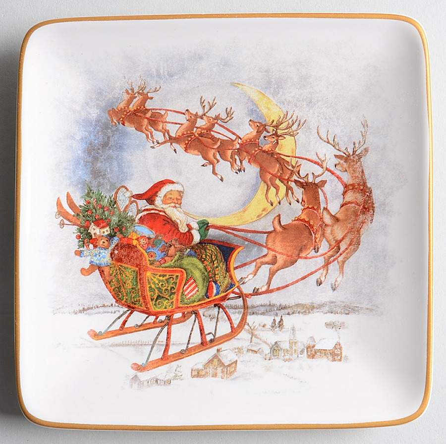 Nostalgic Santa (Nostalgic Christmas) Square Appetizer Plate by Pottery Barn China-1