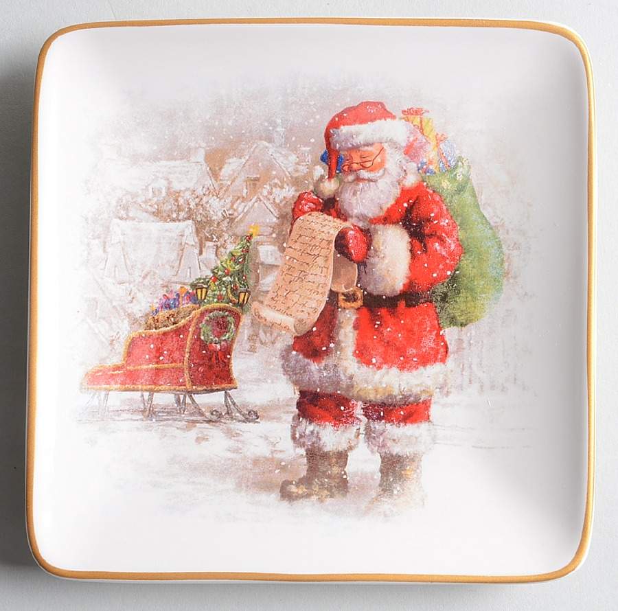 Nostalgic Santa (Nostalgic Christmas) Square Appetizer Plate by Pottery Barn China-1