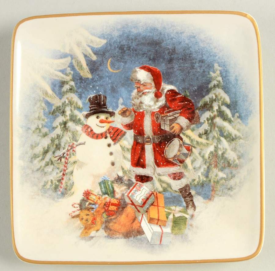 Nostalgic Santa (Nostalgic Christmas) Square Appetizer Plate by Pottery Barn China-1