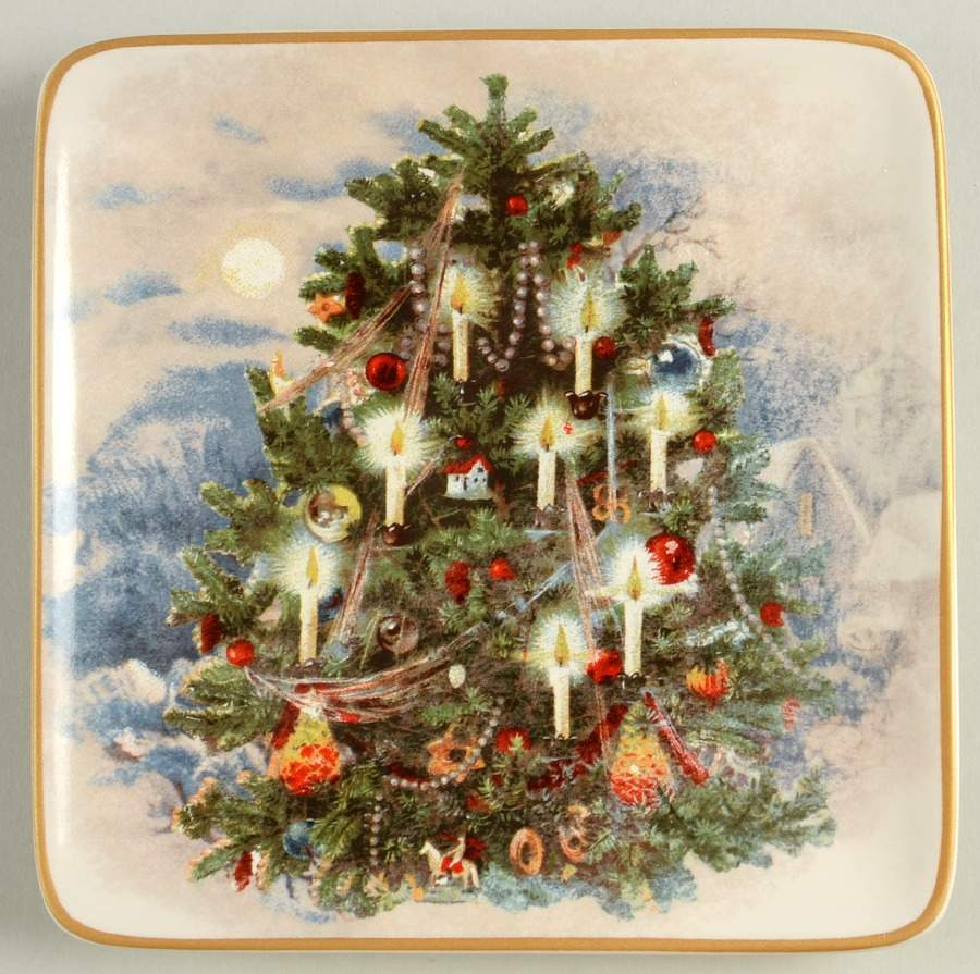 Nostalgic Santa (Nostalgic Christmas) Square Appetizer Plate by Pottery Barn China-1