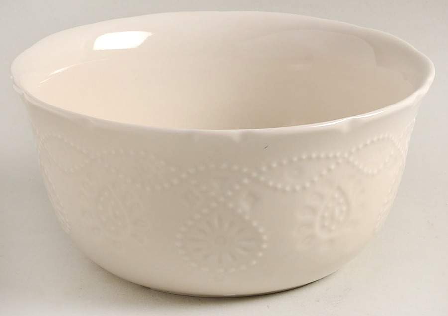 Cowgirl Lace Linen White Soup/Cereal Bowl by Pioneer Woman-1