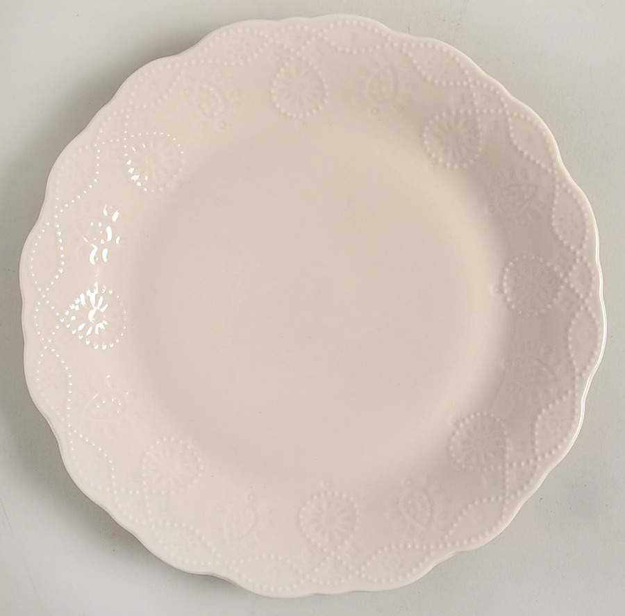 Cowgirl Lace Linen White Dinner Plate by Pioneer Woman-1