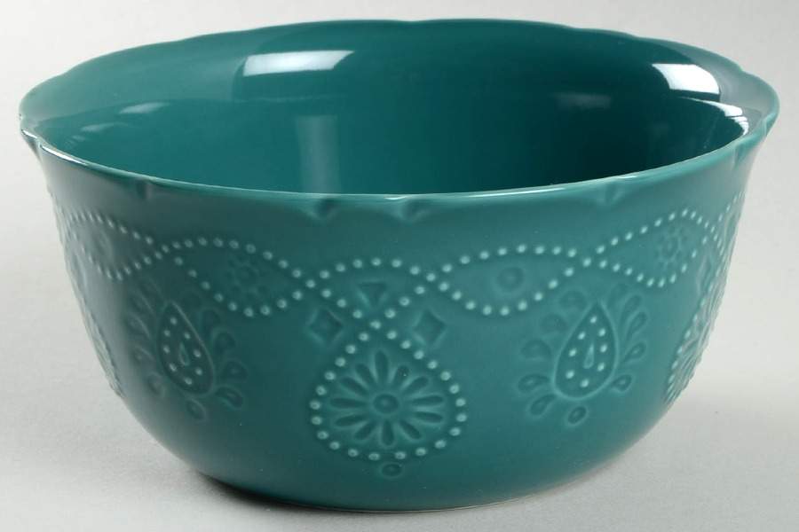Cowgirl Lace Teal Soup/Cereal Bowl by Pioneer Woman-1