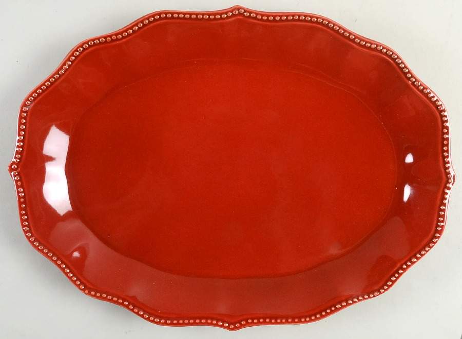 Paige Red 14" Oval Serving Platter by Pioneer Woman-1