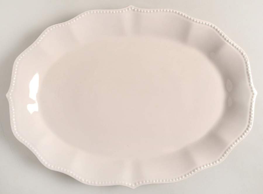 Paige-Linen White 14" Oval Serving Platter by Pioneer Woman-1