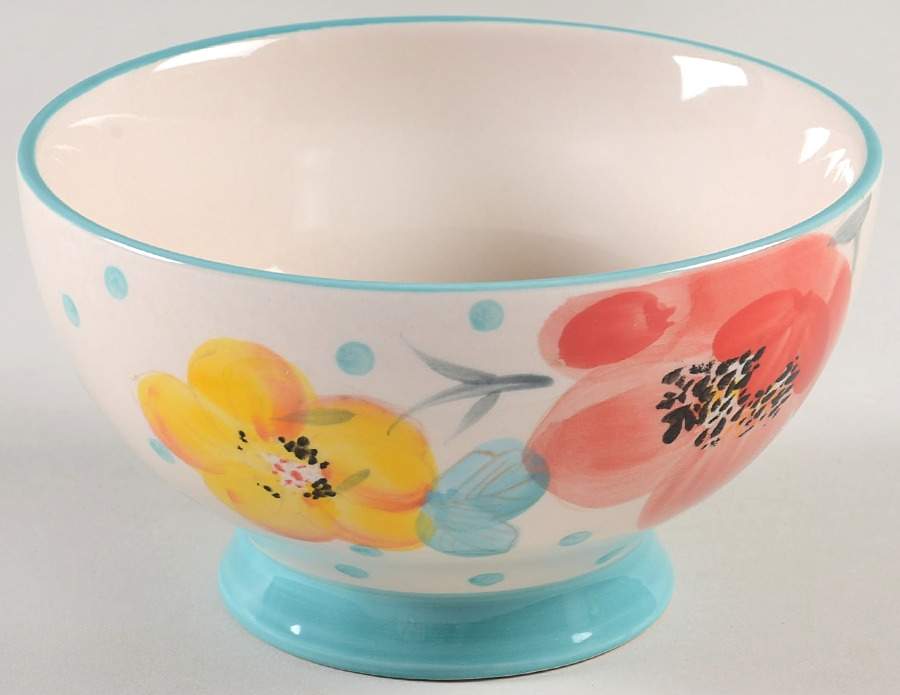 Vintage Bloom Footed Soup/Cereal Bowl by Pioneer Woman-1