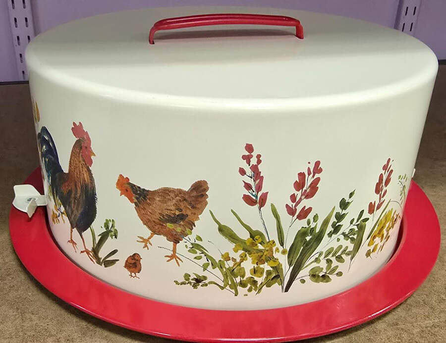 Garden Rooster Metal Cake Safe & Lid by Paula Deen-1