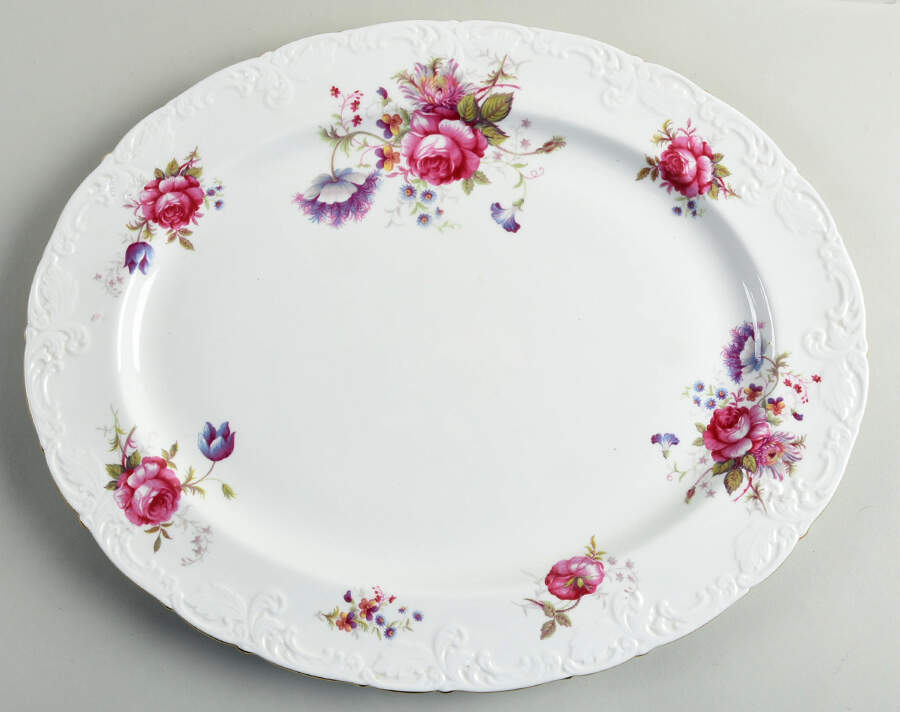 Rosealee (Gold Trim) 16" Oval Serving Platter by Paragon-1