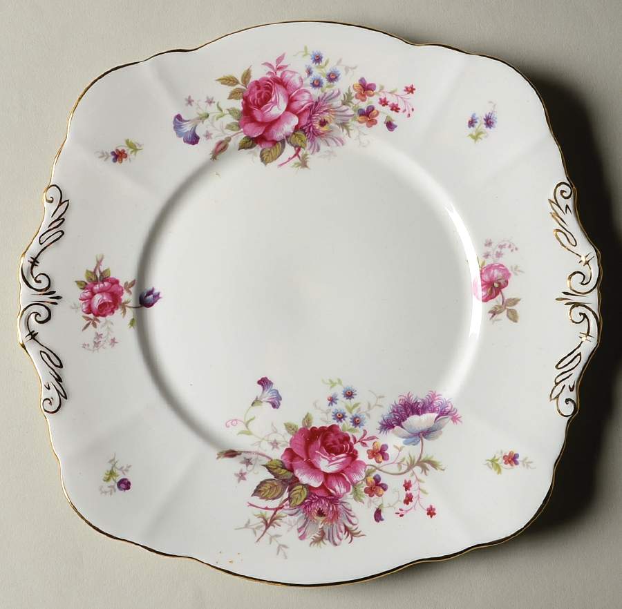 Rosealee (Gold Trim) Handled Cake Plate by Paragon-1