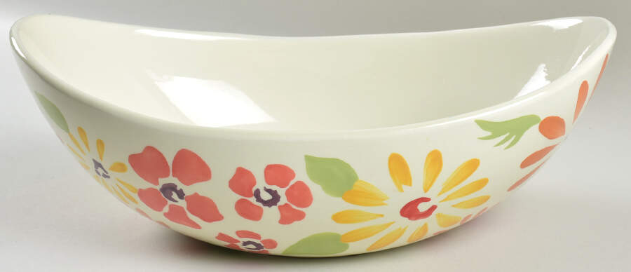 Flowers (Multicolor) 14" Oval Serving Bowl by Pier 1-1