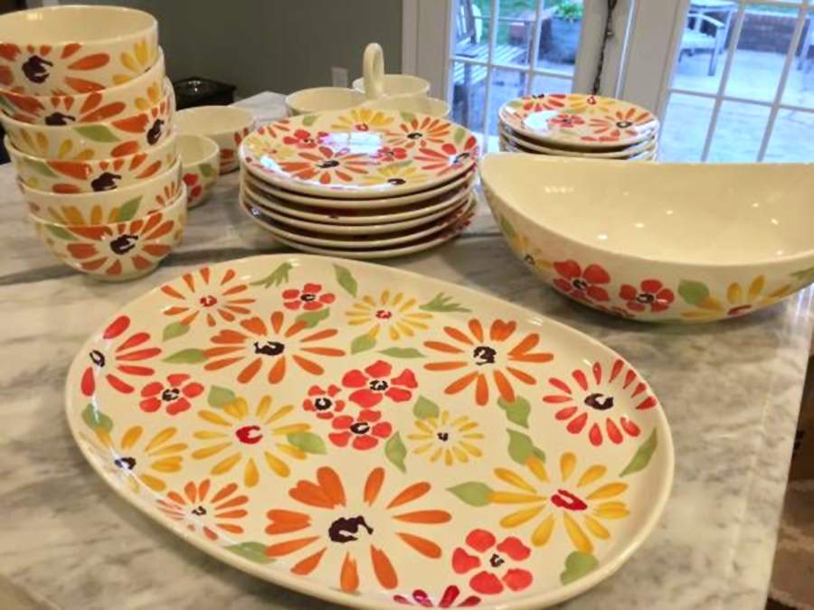 Flowers (Multicolor) 16" Oval Serving Platter by Pier 1-1