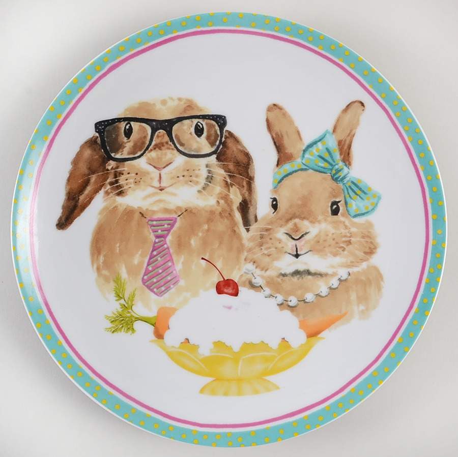 Bunny Faces Dinner Plate by Pier 1-1