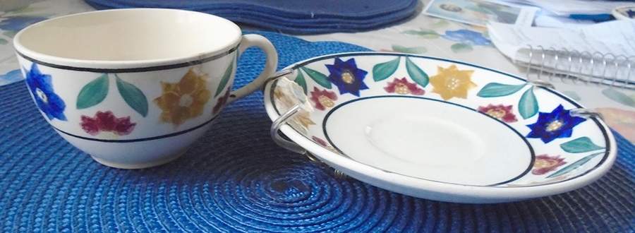 PGO33 Flat Cup & Saucer Set by Petrus Regout & Co-1