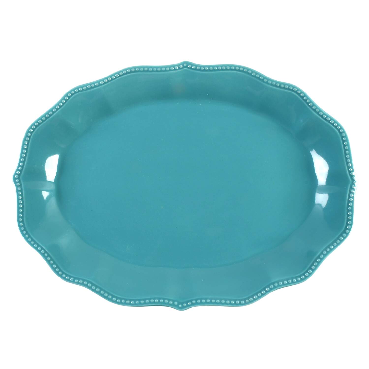 Paige Turquoise 14" Oval Serving Platter by Pioneer Woman-1
