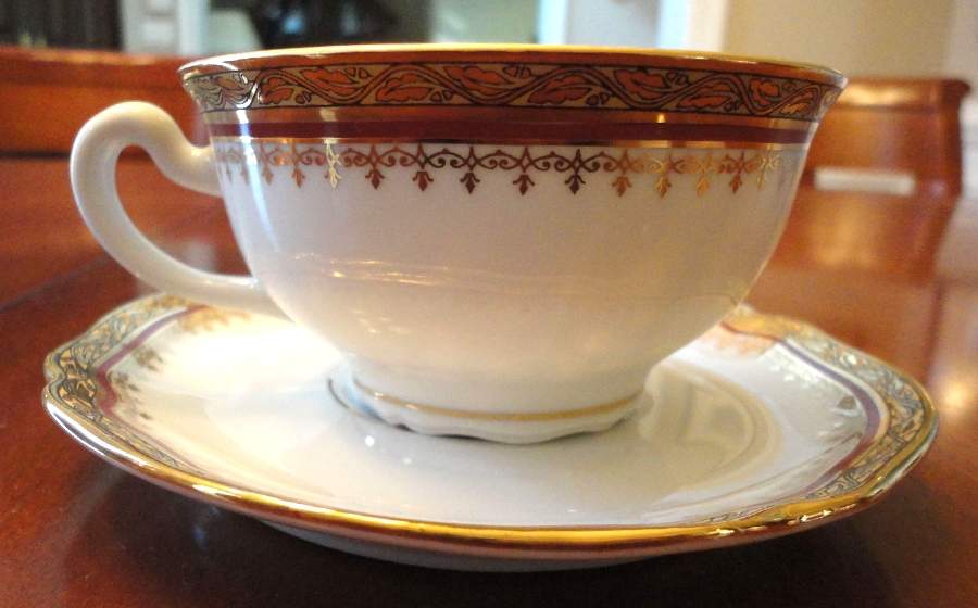 PLG22 Footed Cup & Saucer Set by Porcelaine Lafarge-1