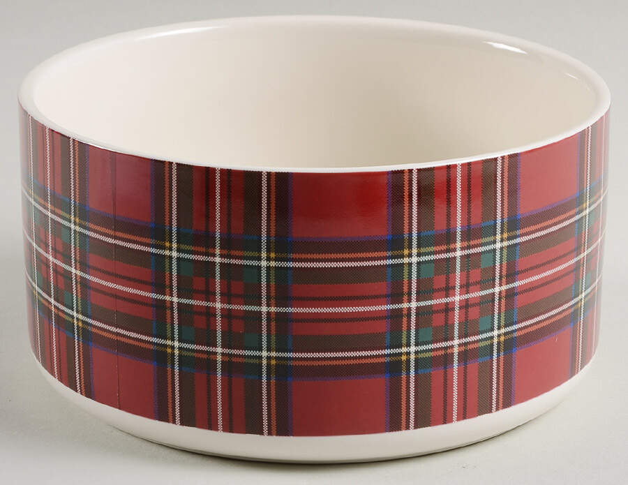 Plaid Small Pet Bowl by Pottery Barn China-1
