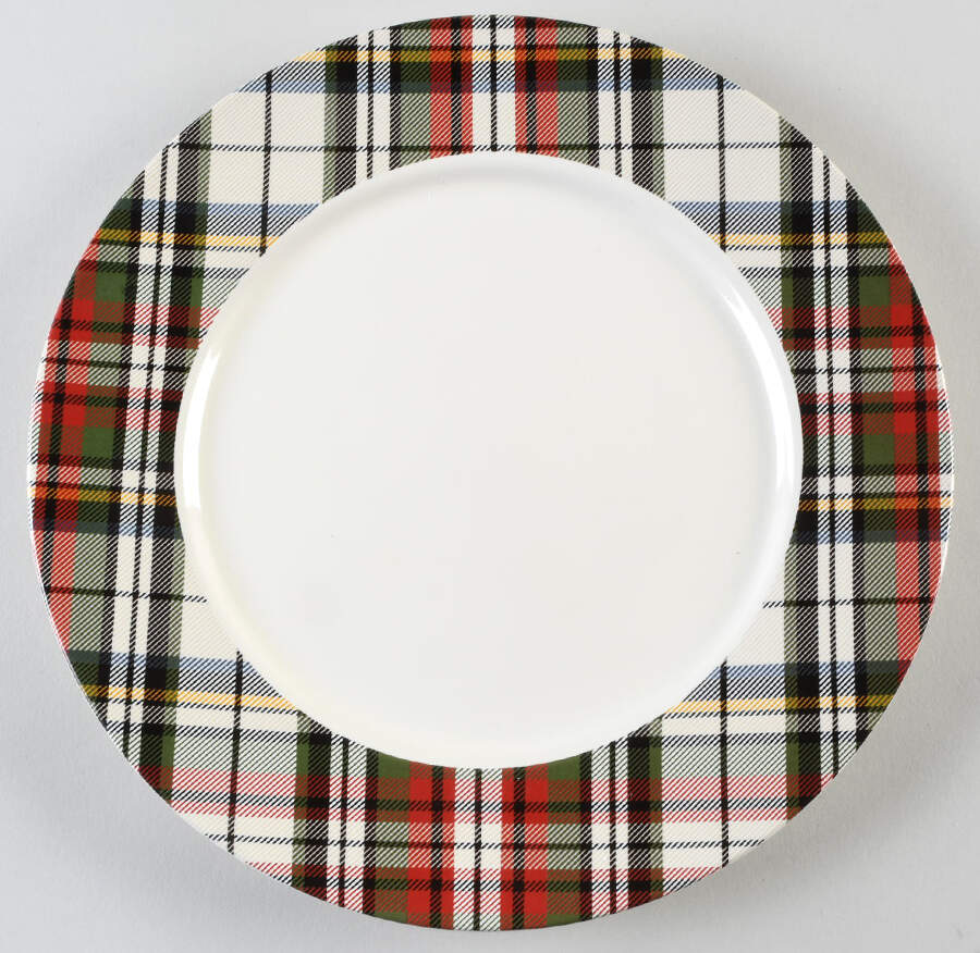 Plaid Dinner Plate by Pottery Barn China-1