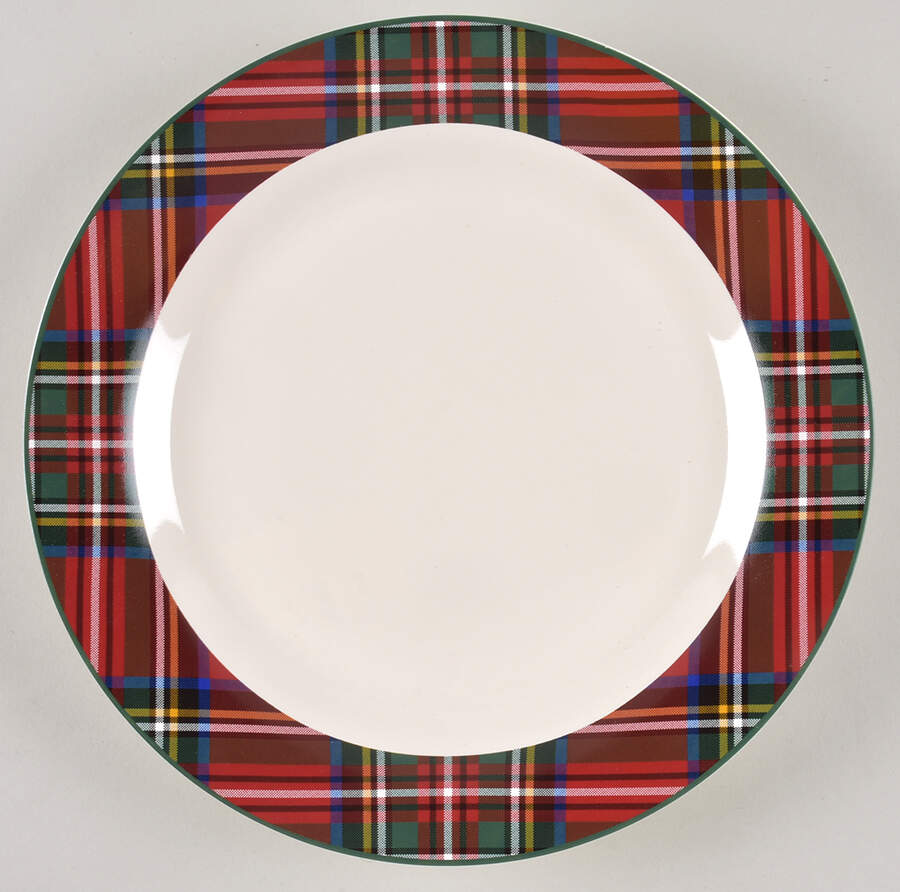 Plaid Dinner Plate by Pottery Barn China-1