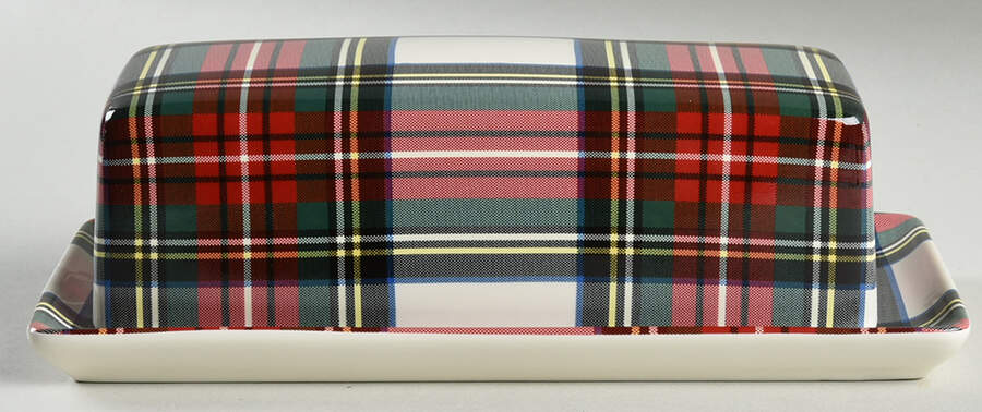 Plaid 1/4 Lb Covered Butter by Pottery Barn China-1