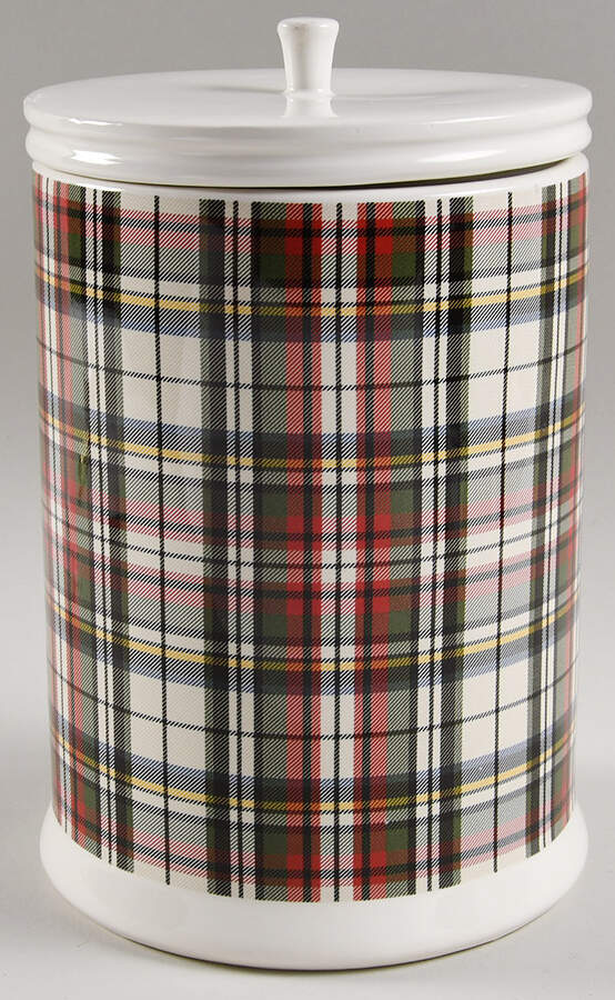 Plaid Cookie Jar & Lid by Pottery Barn China-1