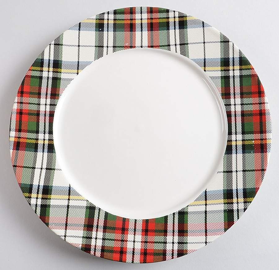 Plaid Dinner Plate by Pottery Barn China-1