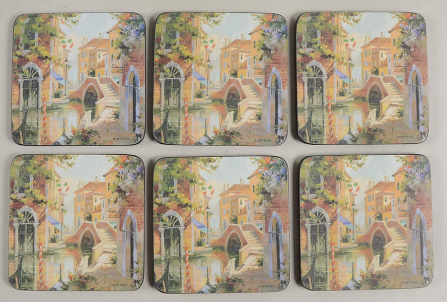Coasters Square Corkback Coaster - Set of 6 by Pimpernel International-1