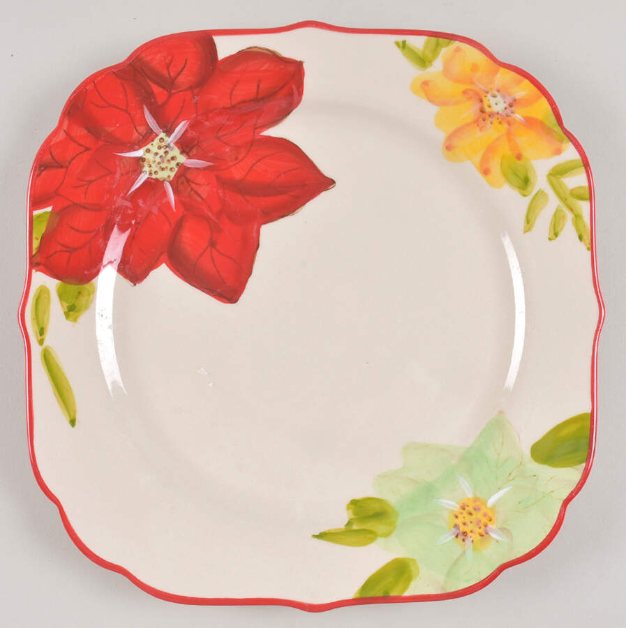 Poinsettia Square Dinner Plate by Pioneer Woman-1