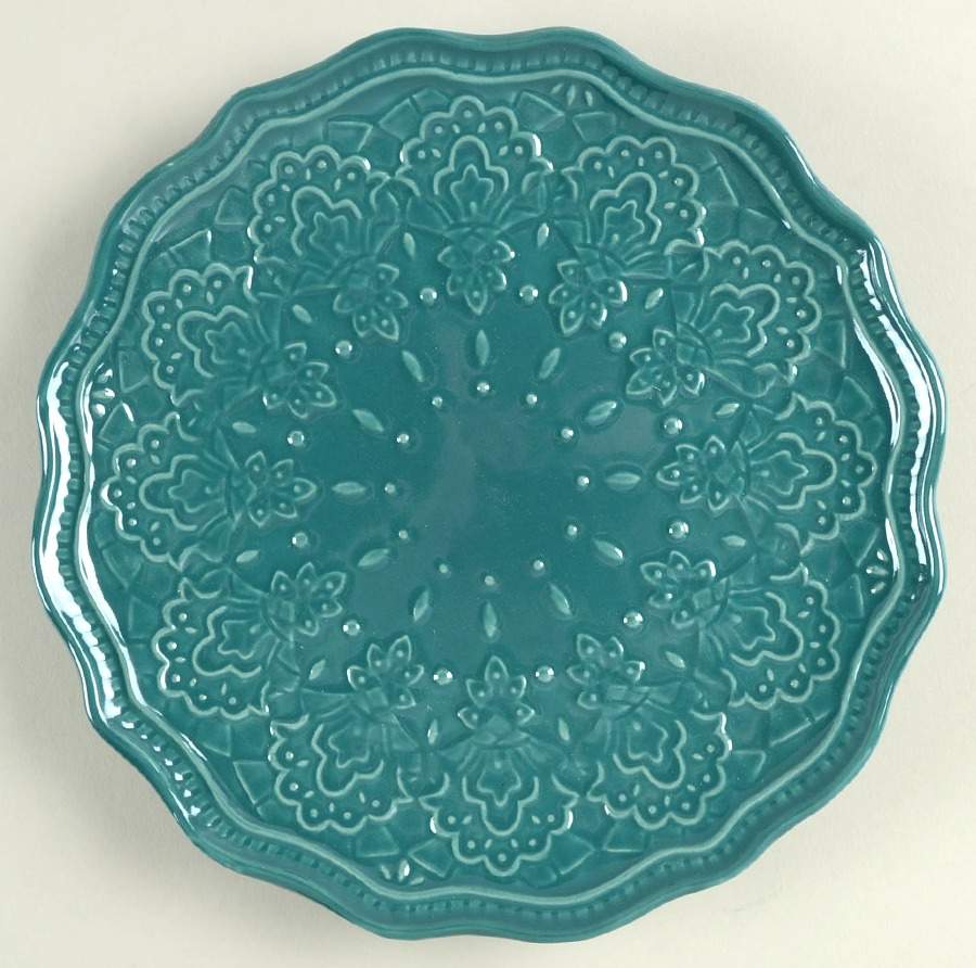 Farmhouse Lace Ocean Teal Salad Plate by Pioneer Woman-1