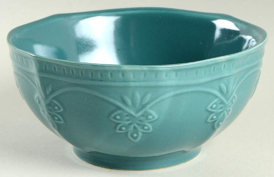 Farmhouse Lace Ocean Teal Soup/Cereal Bowl by Pioneer Woman-1