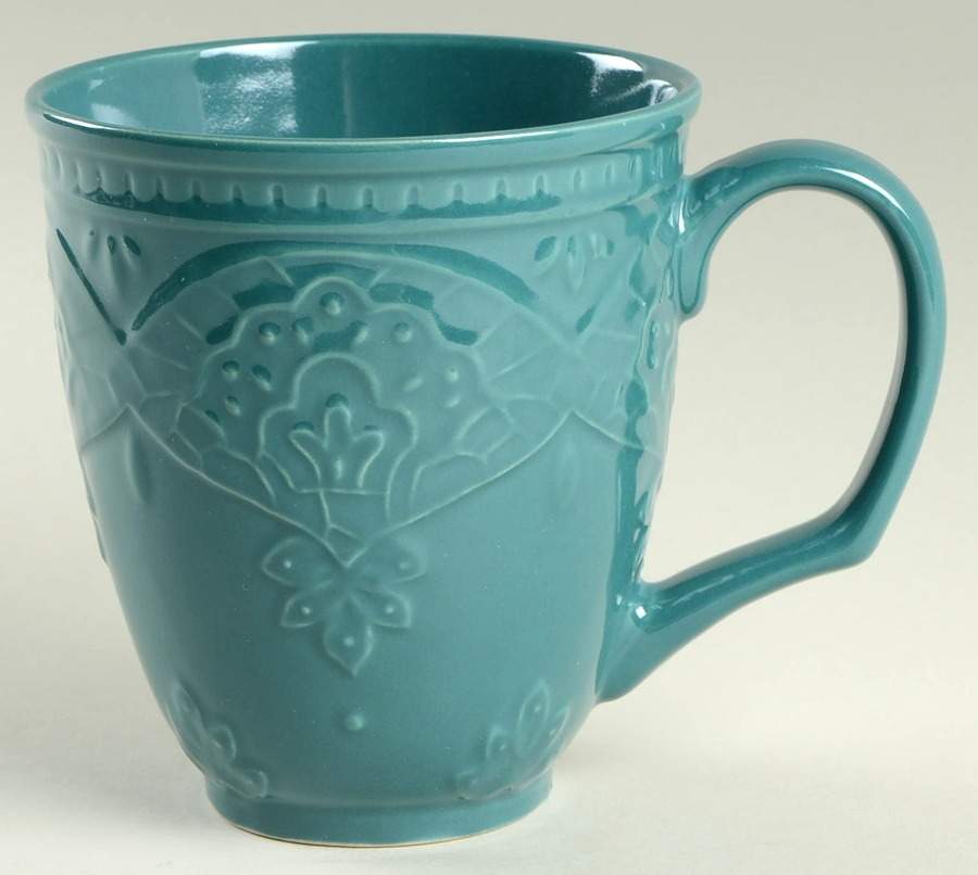 Farmhouse Lace Ocean Teal Mug by Pioneer Woman-1
