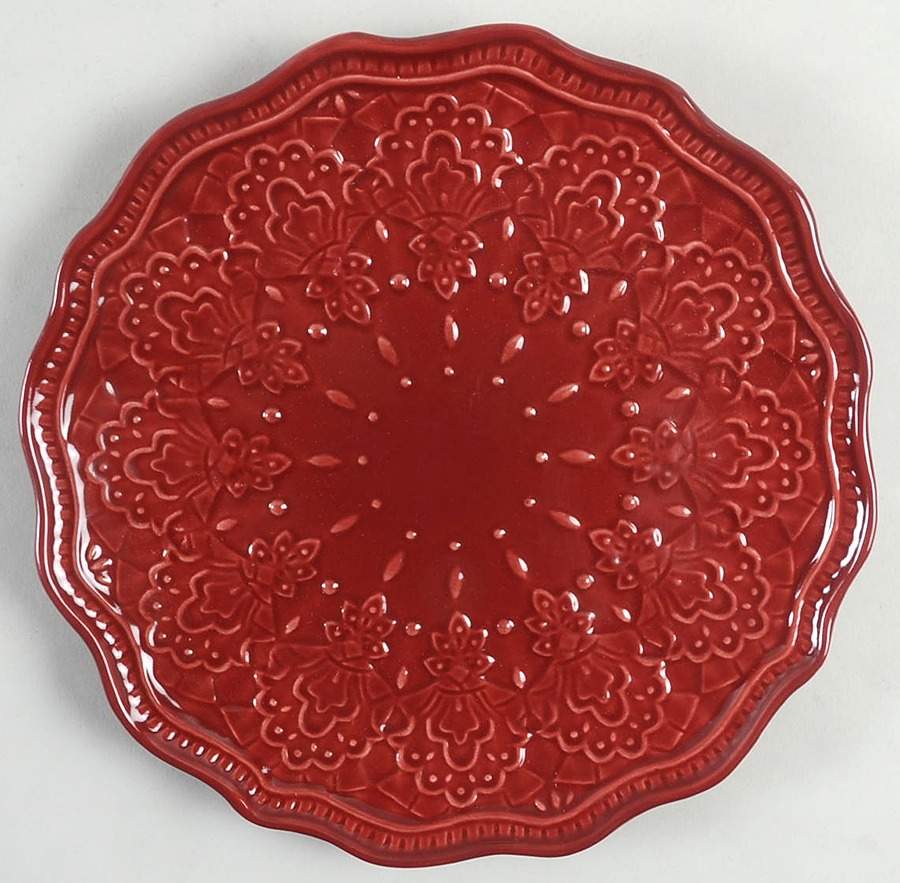 Farmhouse Lace Claret Salad Plate by Pioneer Woman-1