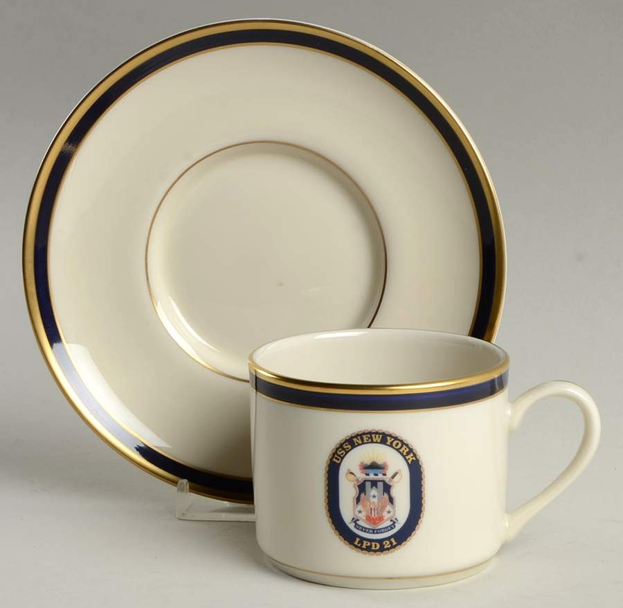 USS New York Flat Cup & Saucer Set by Pickard-1