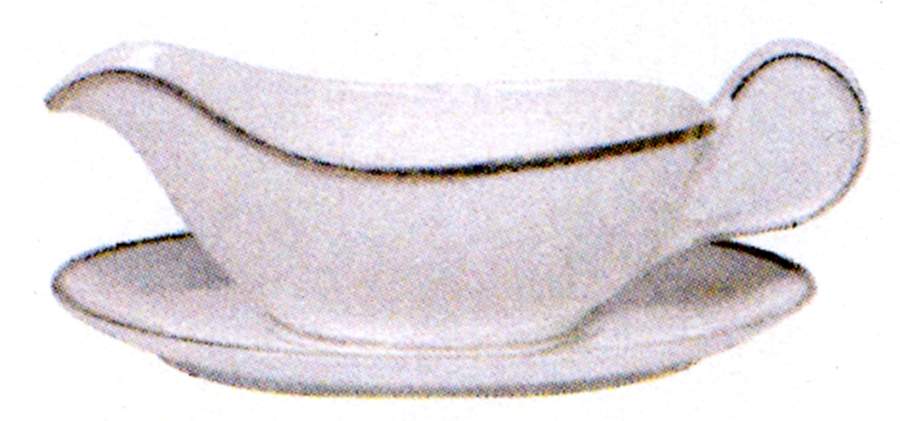 Nathalie Platinum Gravy Boat & Underplate by Porsgrund-1