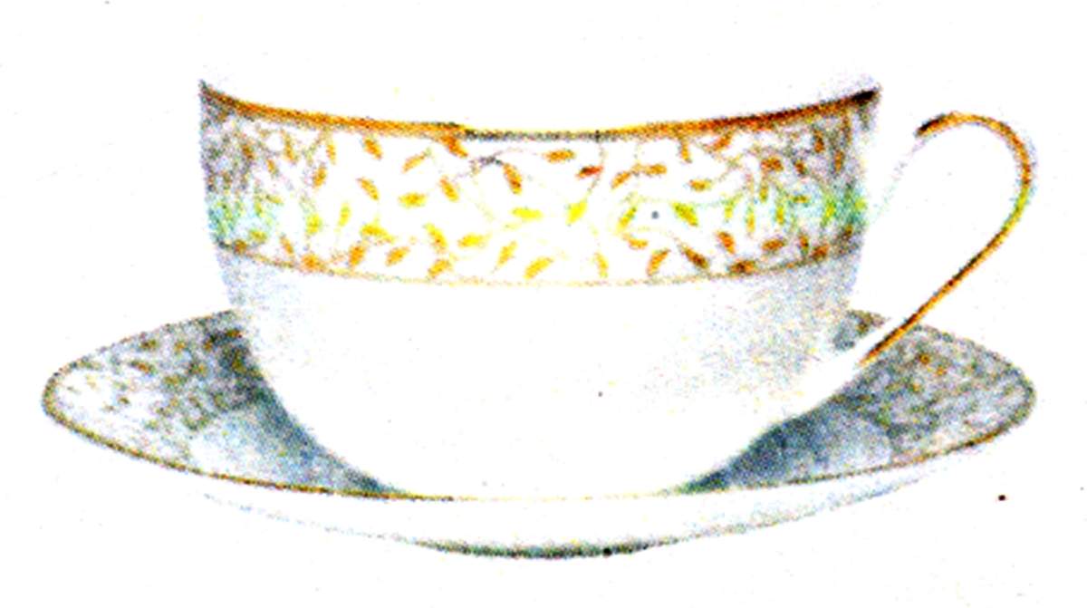Cecilie Gold Flat Cup & Saucer Set by Porsgrund-1