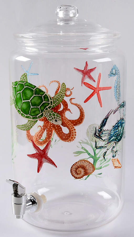 Sea Life Plastic Beverage Dispenser with /Lid by Pier 1-1