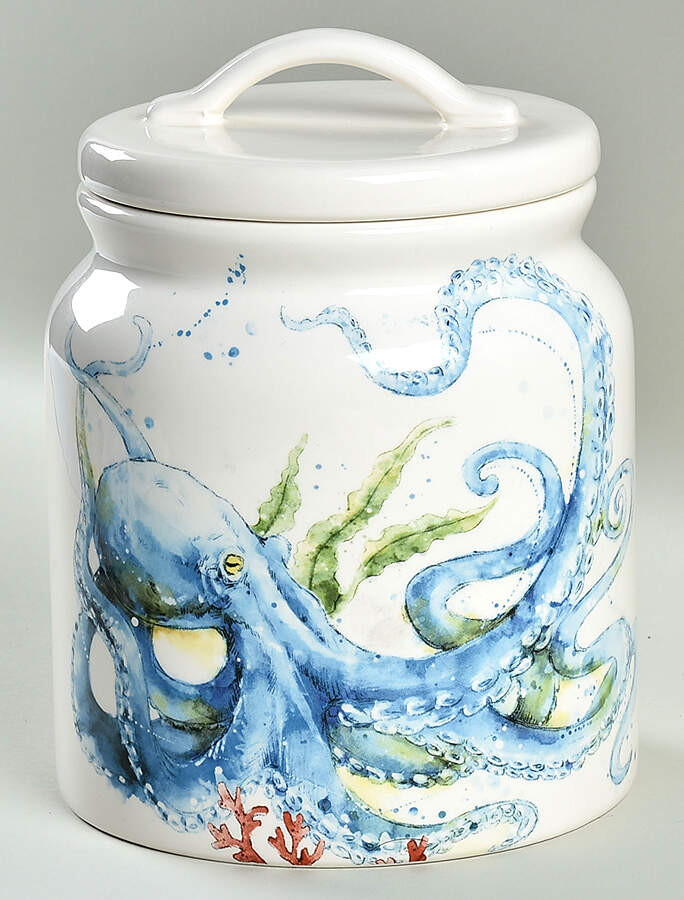 Sea Life Large Canister & Lid by Pier 1-1
