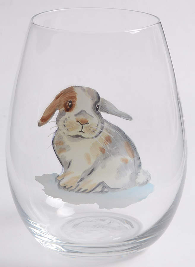 Elegant Gray Bunnies Glassware Stemless Wine by Pier 1-1