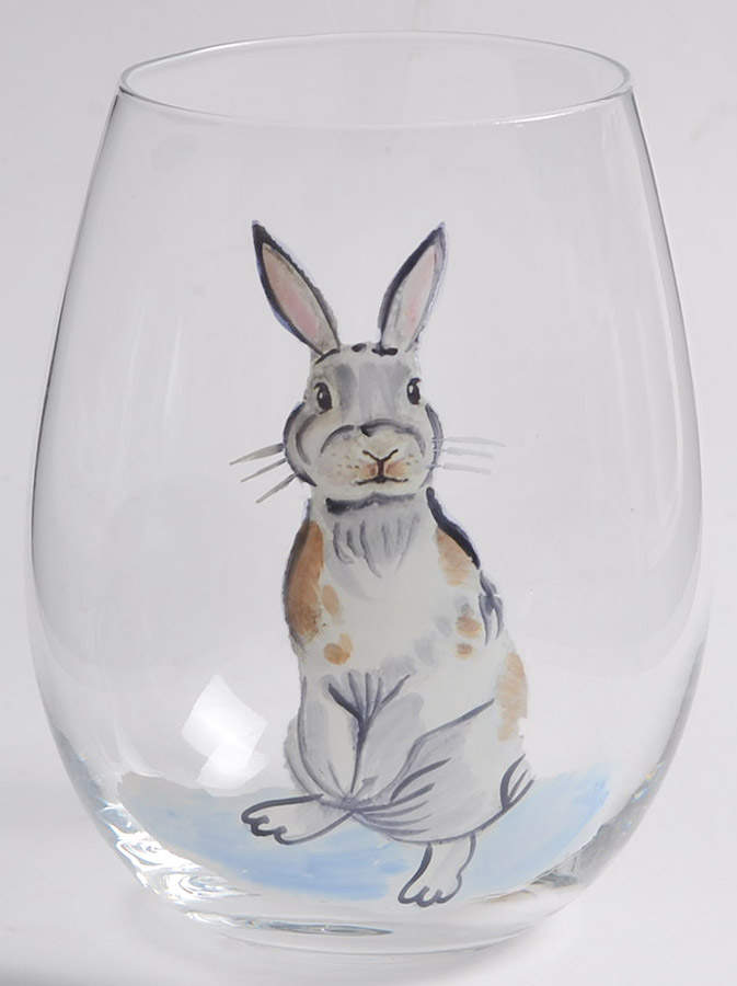 Elegant Gray Bunnies Glassware Stemless Wine by Pier 1-1