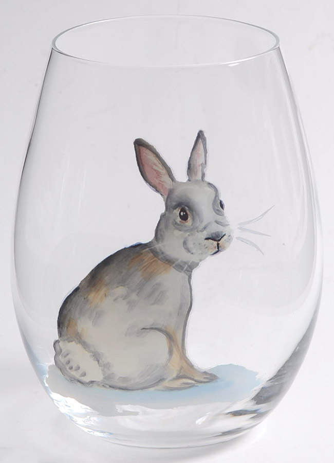 Elegant Gray Bunnies Glassware Stemless Wine by Pier 1-1