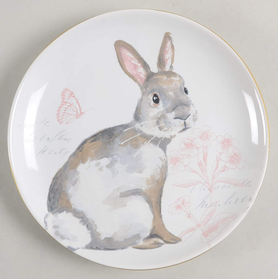Elegant Gray Bunnies Salad/Dessert Plate by Pier 1-1