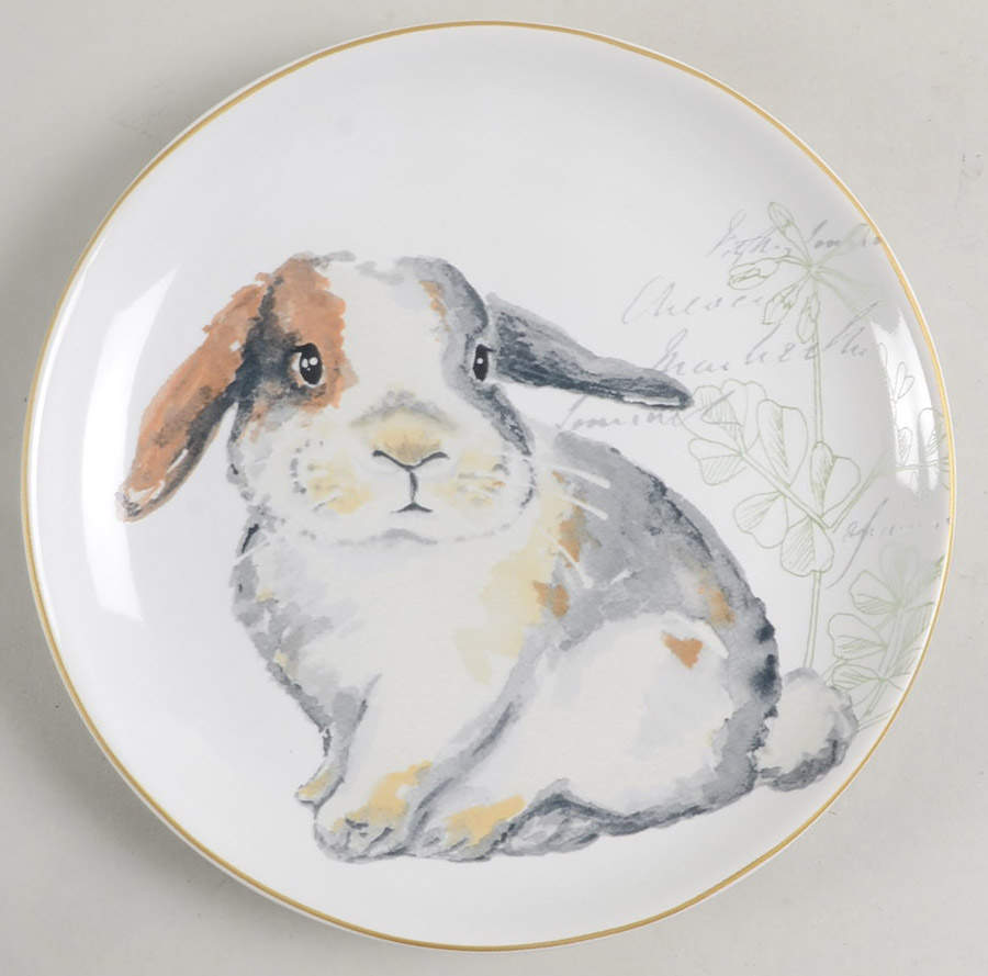 Elegant Gray Bunnies Salad/Dessert Plate by Pier 1-1
