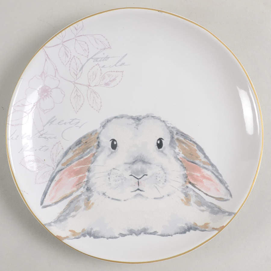 Elegant Gray Bunnies Salad/Dessert Plate by Pier 1-1