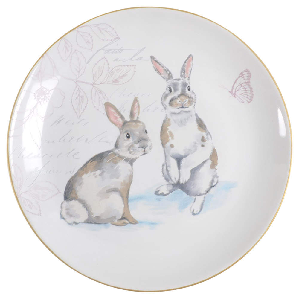 Elegant Gray Bunnies Dinner Plate by Pier 1-1