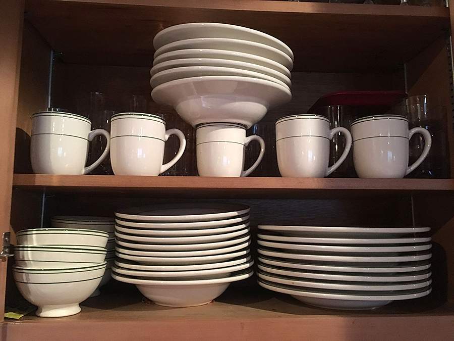 Bistro Green (2 Thin Bands) Mug by Pottery Barn China-1