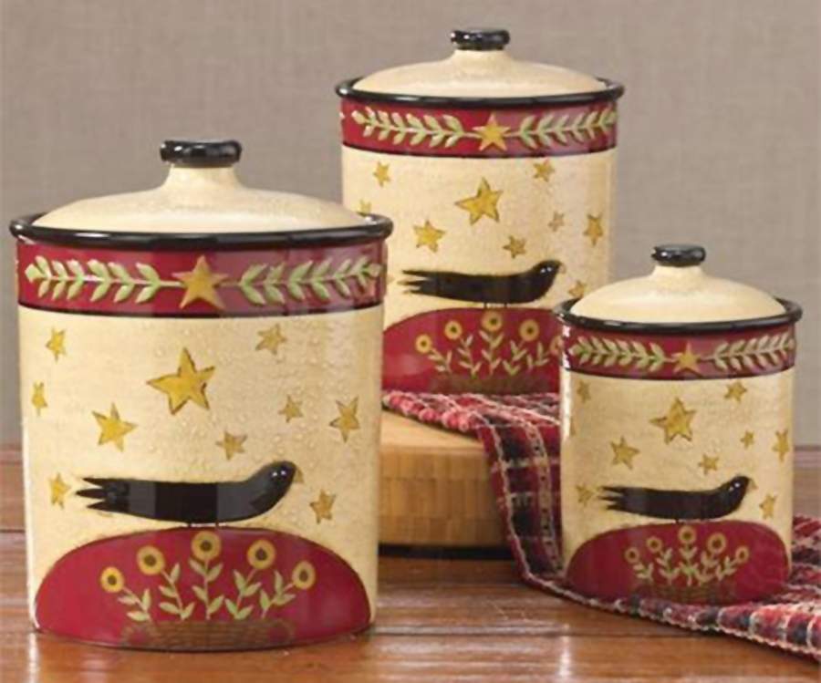 Folk Crow (3 Piece) Canister Set (Box Set) by Park Designs-1