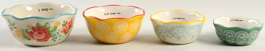 Vintage Floral Measuring Cup Set (1 Cup,1/2 Cup,1/3 Cup,1/4 Cup) by Pioneer Woman-1