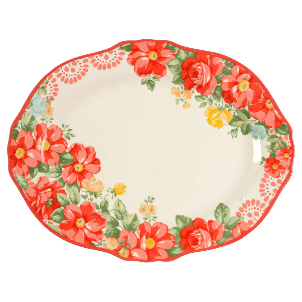 Vintage Floral 14" Oval Serving Platter by Pioneer Woman-1